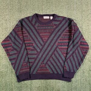Vintage Nuovo Sweater Adult‎ XL Colorful Striped 1980s Pullover Disco America